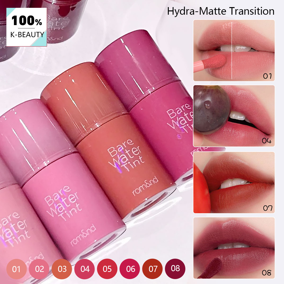 Beauty Makeup Korean - rom&nd BARE MOOL TINT,Water-Light Texture,Non-Sticky,Luxury Makeup,Long-Lasting