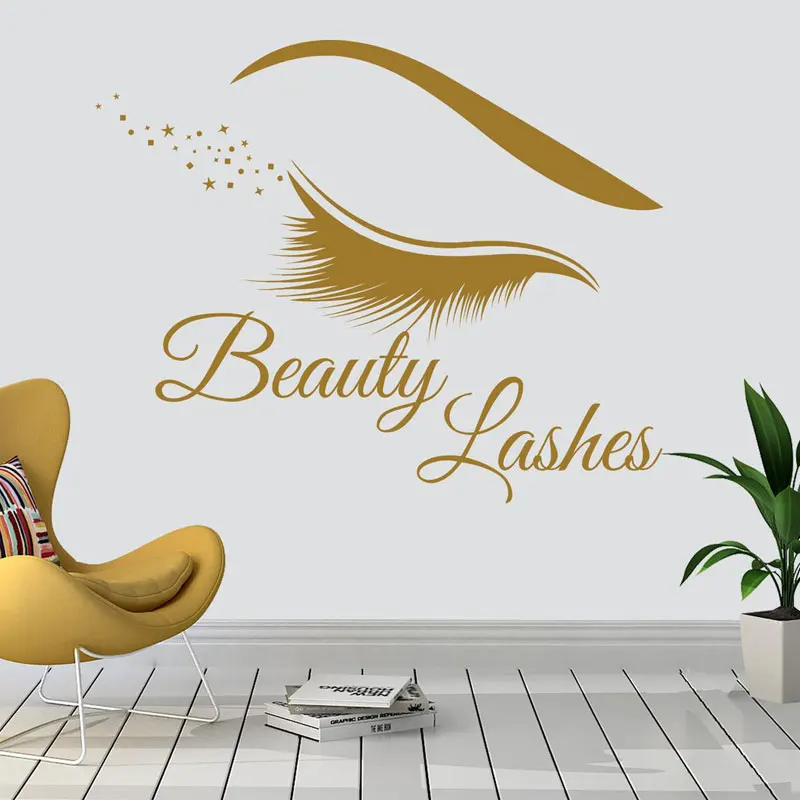Beauty Makeup Wallpaper - Modern Lashes Eyelashes Wall Sticker Vinyl