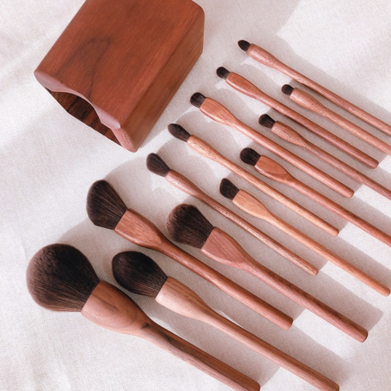 Beauty Full Makeup - Wood Makeup Brushes Set Cosmetic Powder