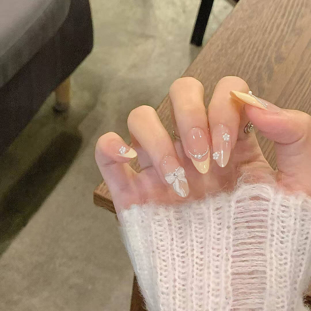 Nail Extension Tips - 10Pcs Wearable Reuse Finished Fake Nails