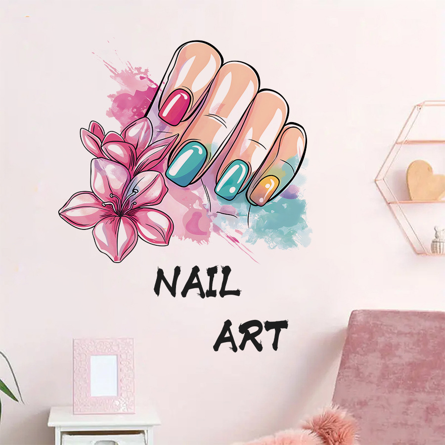 Beauty Makeup Wallpaper - Colorful Makeup Nail Art Salon Wall