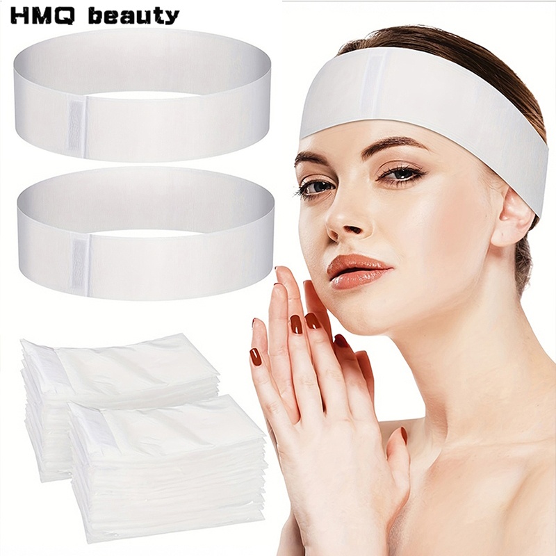 Beauty Makeup Supply - 100/50/10pcs Disposable Facial Headbands Spa Stretch