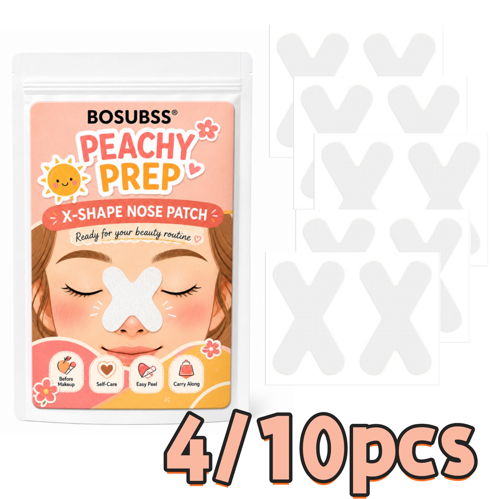 X Beauty Makeup - 4/10 Pcs X-Shape Nose Patch Set,