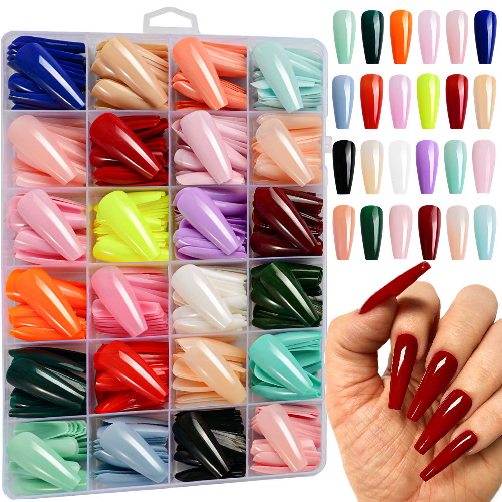 576pcs/Box Colorful Fake Nails - Nail Extension Tips 评论和价格