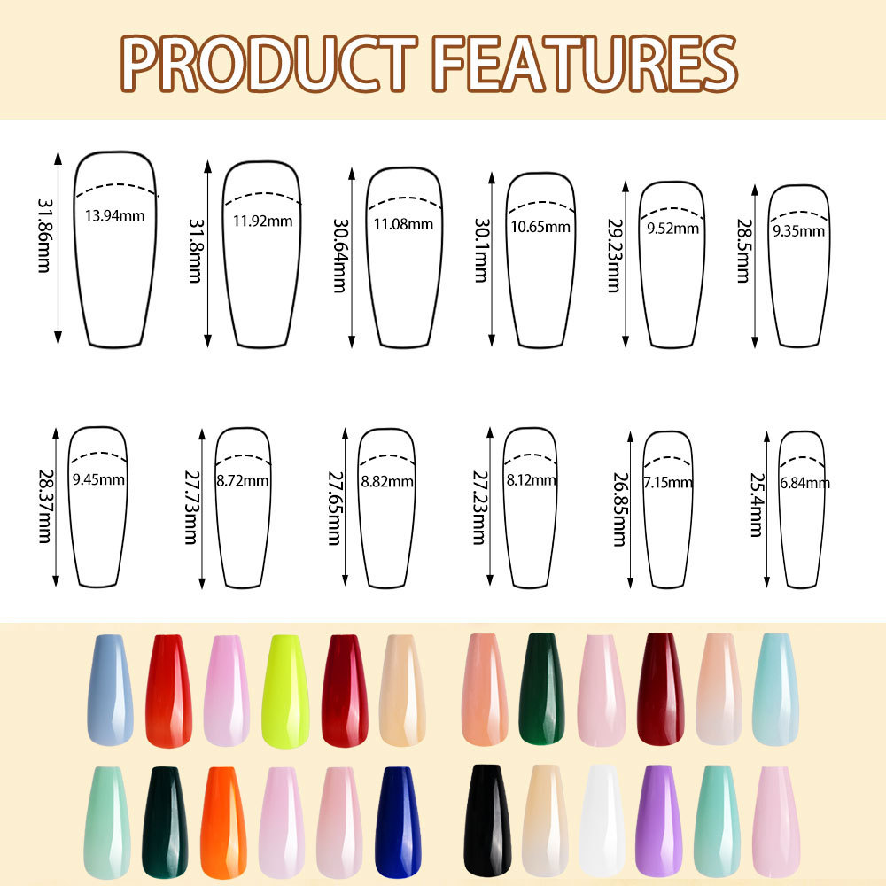 576pcs/Box Colorful Fake Nails - Nail Extension Tips 评论和价格