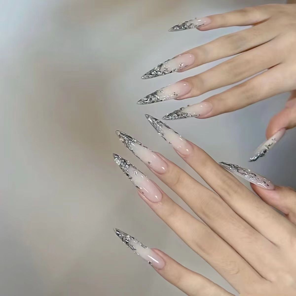Yk2 White Gradient Gilt and Di - Nail Extension Tips 评论和价格