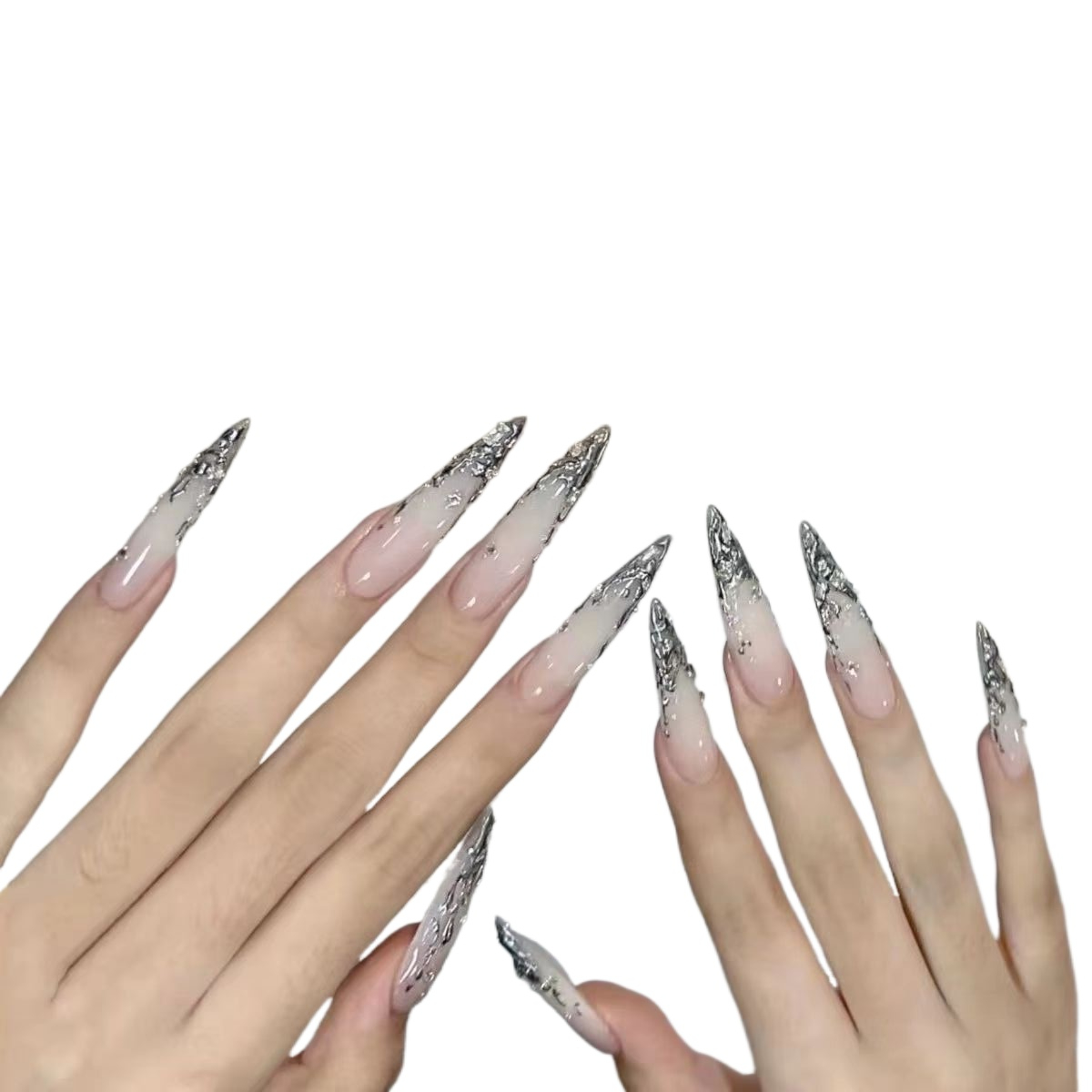 Yk2 White Gradient Gilt and Di - Nail Extension Tips 评论和价格