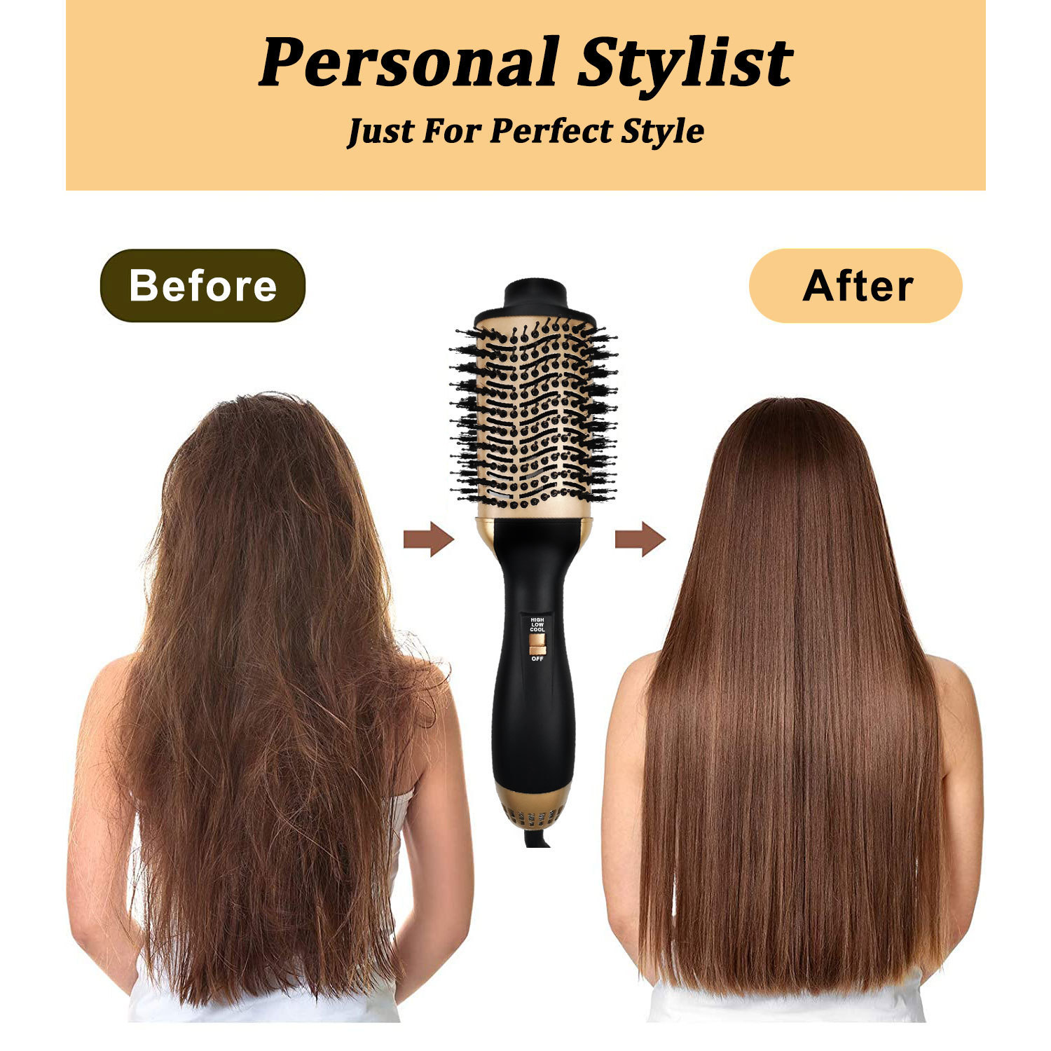 Hot Air Comb Hair Blow Dryer B - Hair Straightener 评论和价格