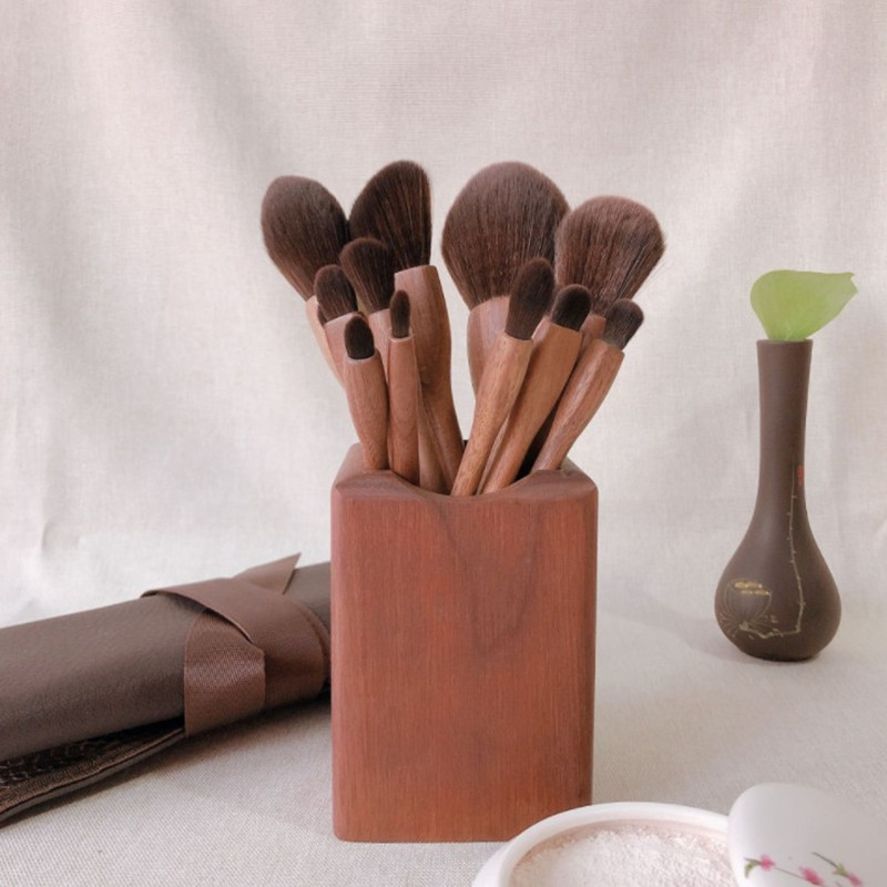 Wood Makeup Brushes Set Cosmet - Beauty Full Makeup 评论和价格