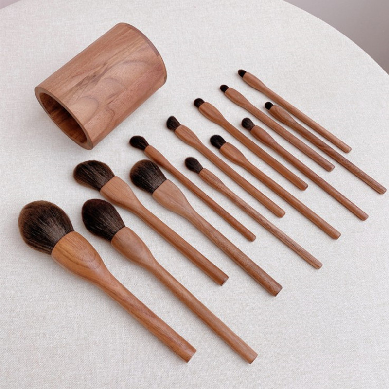 Wood Makeup Brushes Set Cosmet - Beauty Full Makeup 评论和价格