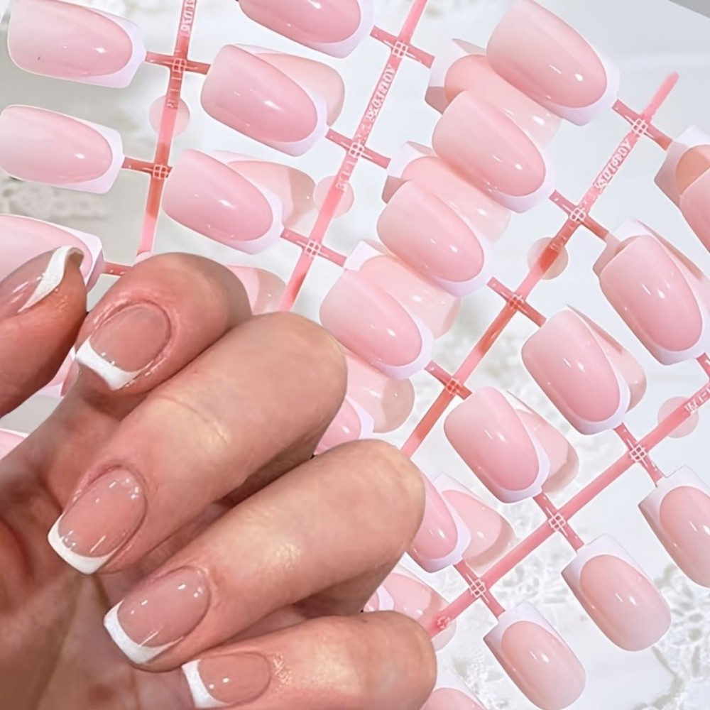120PCS Short Square French Tip - Nail Extension Tips 评论和价格