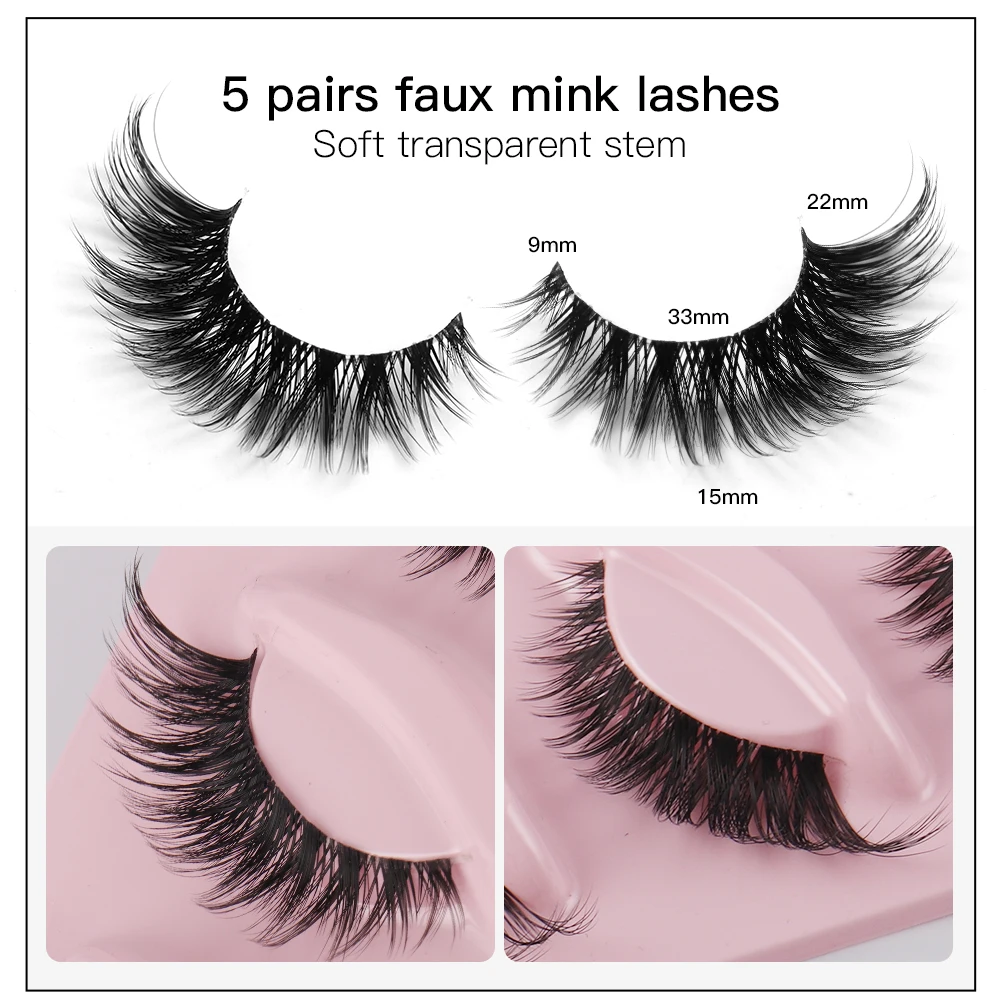 Cat Eye 5 Pairs 3D Natural Fal - Beauty Full Makeup 评论和价格