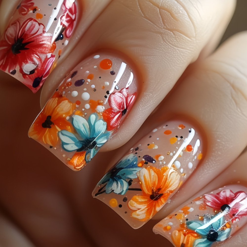 24pcs/set Medium long fake nai - Nail Extension Tips 评论和价格