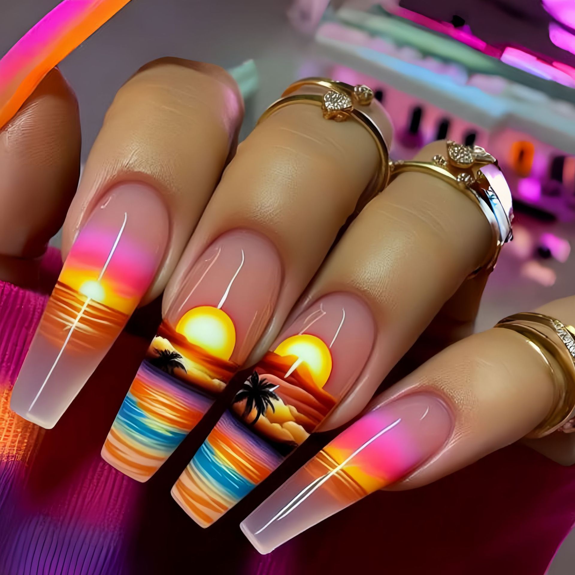 24pcs/set Medium long fake nai - Nail Extension Tips 评论和价格