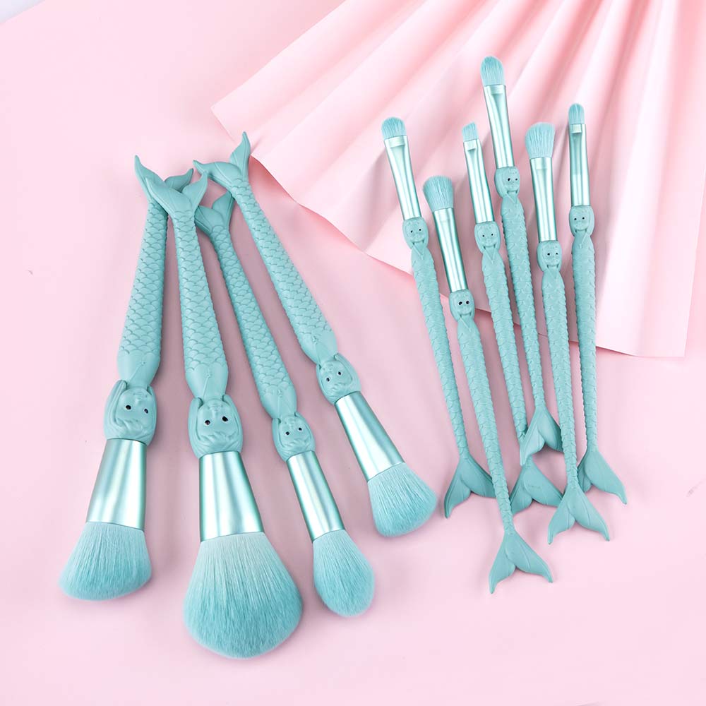 10 Pcs New Mermaid Makeup Brus - Beauty Full Makeup 评论和价格