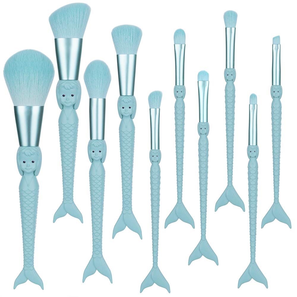 10 Pcs New Mermaid Makeup Brus - Beauty Full Makeup 评论和价格