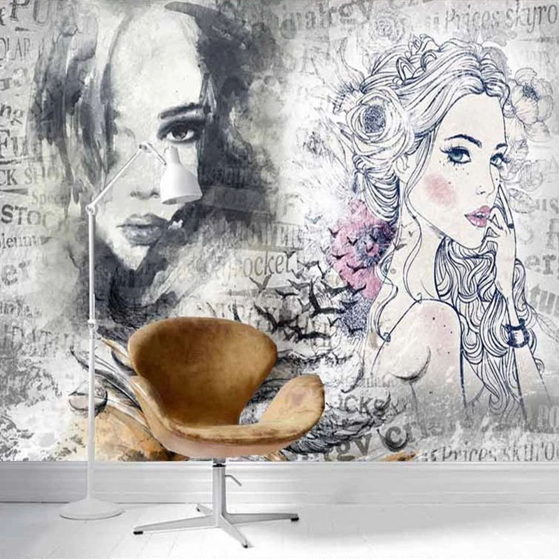 Custom 3D Mural Retro Fashion  - Beauty Makeup Wallpaper 评论和价格