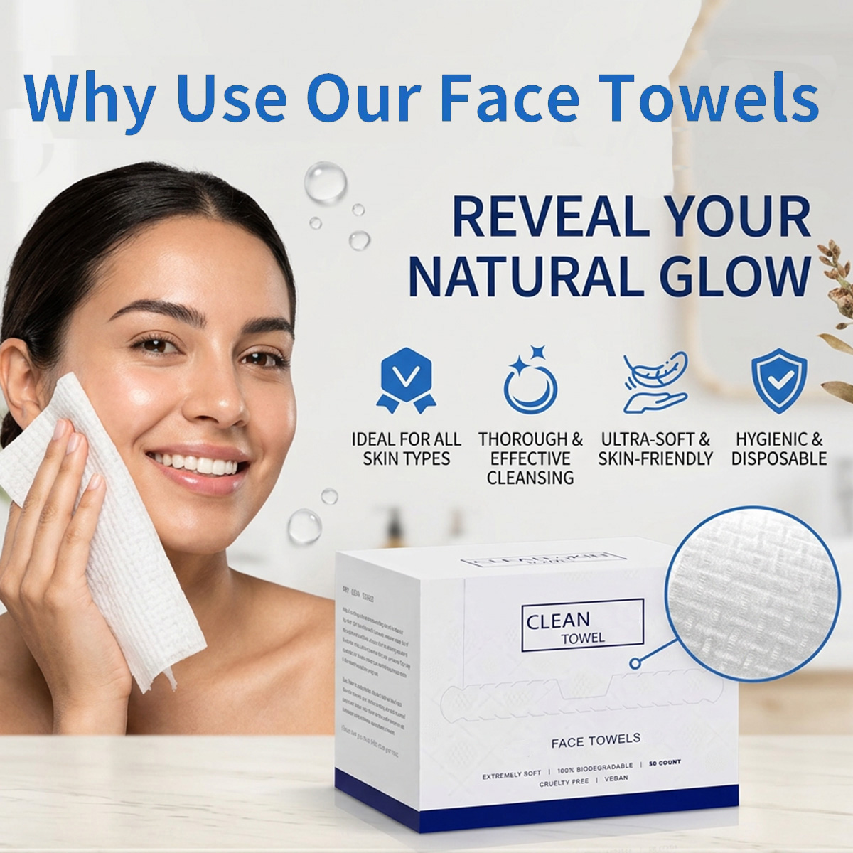 50Pcs/Box Disposable Face Towe - Beauty Makeup Salon 评论和价格