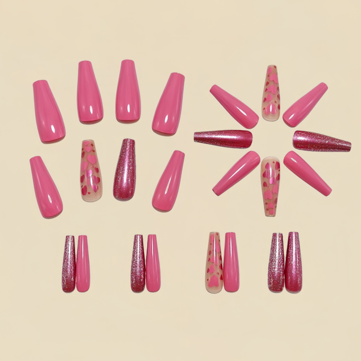 Medium long fake nails Pink bl - Nail Extension Tips 评论和价格
