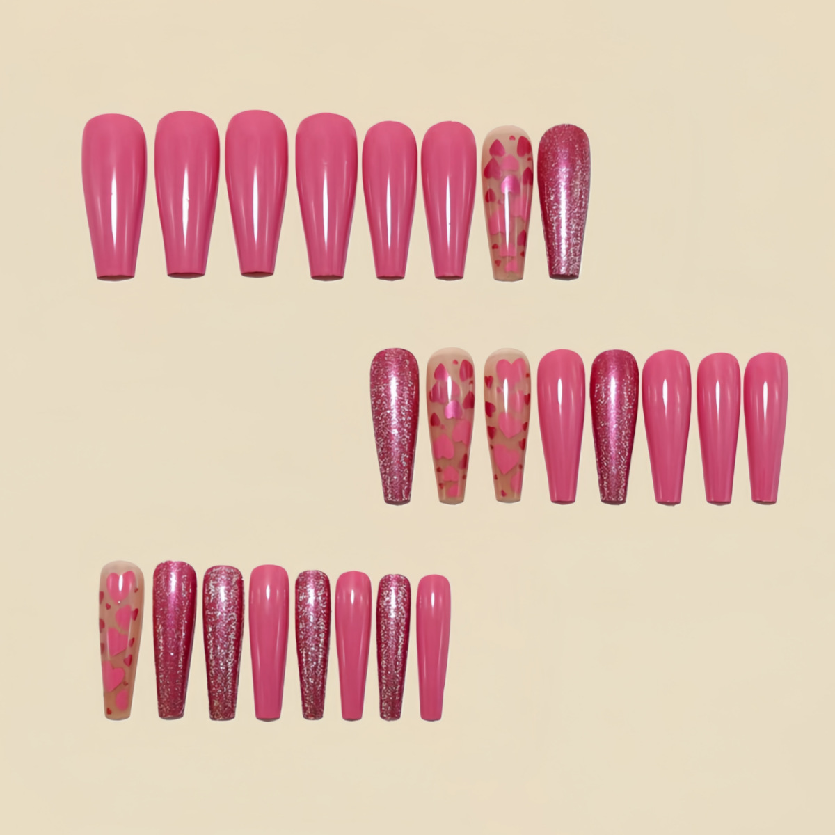 Medium long fake nails Pink bl - Nail Extension Tips 评论和价格