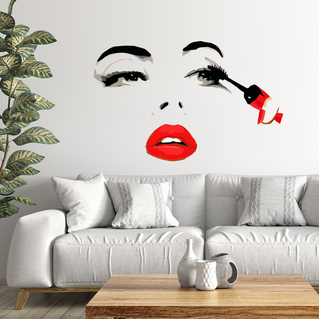 Fashion Female Face Wall Stick - Beauty Makeup Wallpaper 评论和价格